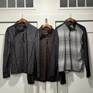 Lot of 3 Mens Surge Warm Up 1/4 Zip Long Sleeve Pull Over Medium M 1/2 Zip